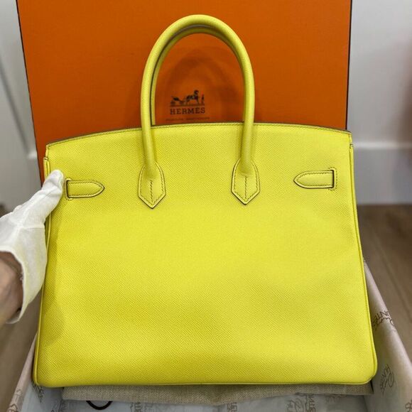 100% Authentic Hermès Epsom Birkin 35 Lime GHW Stamp Q - Picture 5 of 11